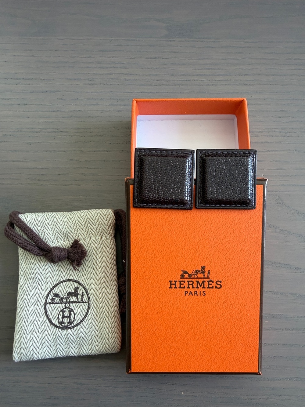 Hermes Leather Earrings